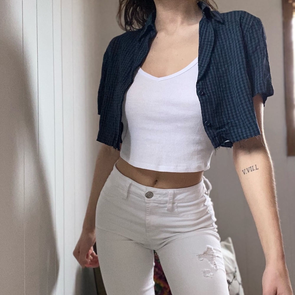 vintage crop top / reworked vintage plaid top
